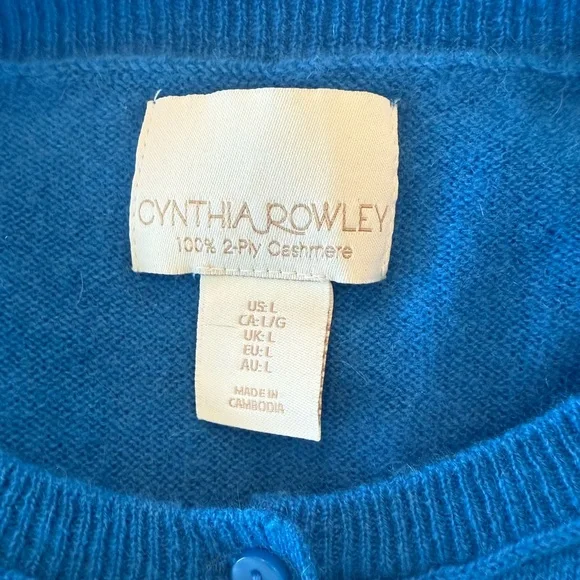 Cynthia Rowley Vibrant Blue Long Sleeve Cashmere 2ply Pullover Top - Picture 4 of 5